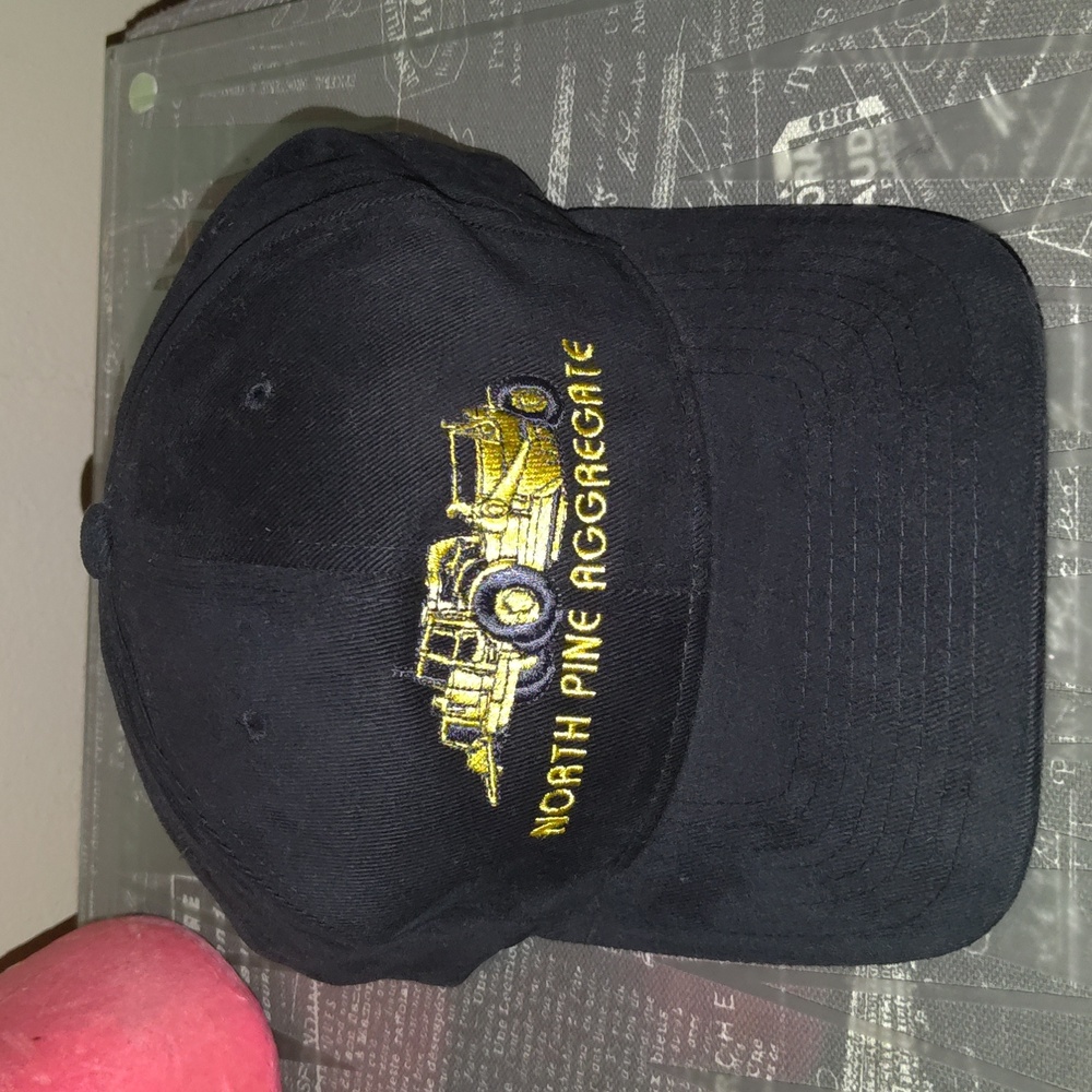 Vtg North Pine Aggregate Excavating Contractors Embroidered Strap-on Hat Cap